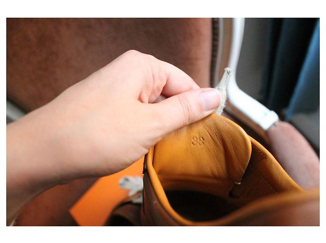 Hermès baskets en veau caramel semelle gomme beige taille 38 Marron - vue 6