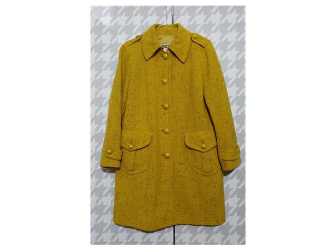 Cappotto Moschino in lana giallo e multicolore - vista 4