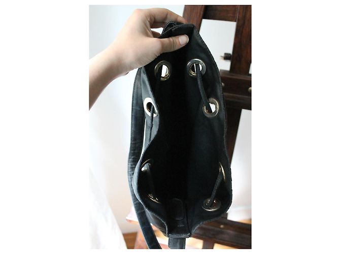 Bolsa bucket Dior em couro e seda Preto - vista 13