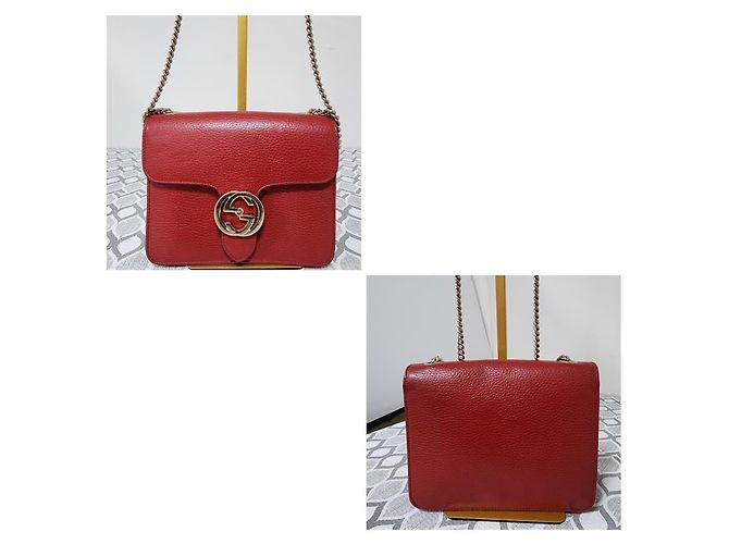 Bolsa transversal Gucci em couro vermelho com logo G entrelaçado - vista 5