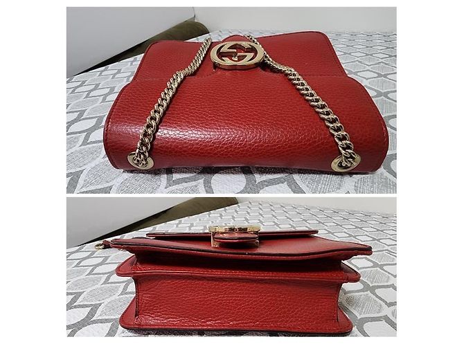 Bolsa transversal Gucci em couro vermelho com logo G entrelaçado - vista 6