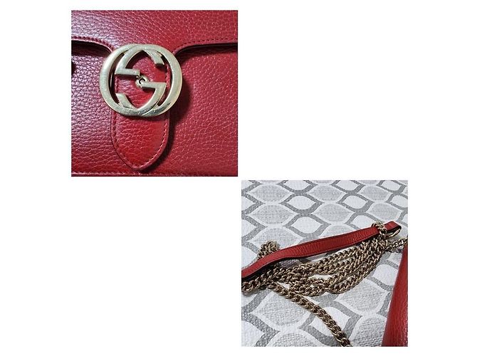 Bolsa transversal Gucci em couro vermelho com logo G entrelaçado - vista 7