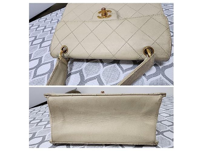 Chanel Vintage Classic Single Flap Bag Creme Roh - Ansicht 10