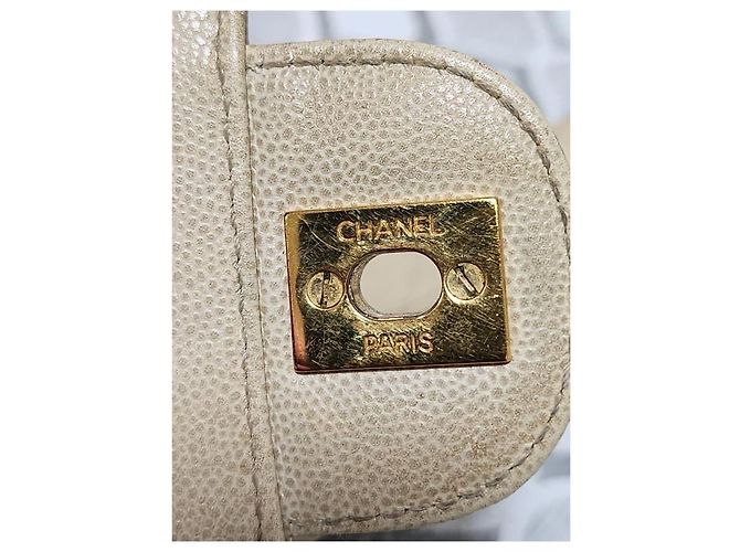 Chanel Vintage Classic Single Flap Bag Creme Roh - Ansicht 14