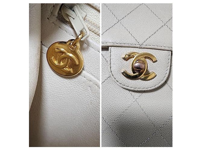 Chanel Vintage Classic Single Flap Bag Creme Roh - Ansicht 5