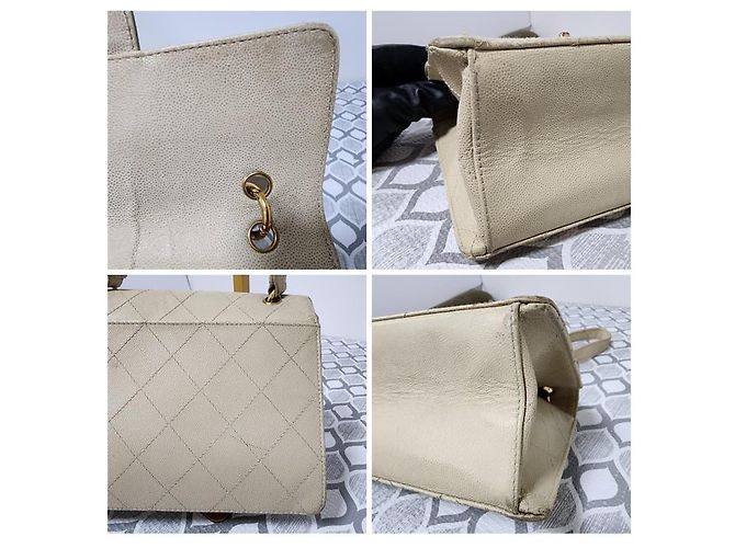 Chanel Vintage Classic Single Flap Bag Creme Roh - Ansicht 6