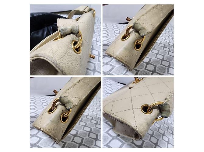 Chanel Vintage Classic Single Flap Bag Creme Roh - Ansicht 7