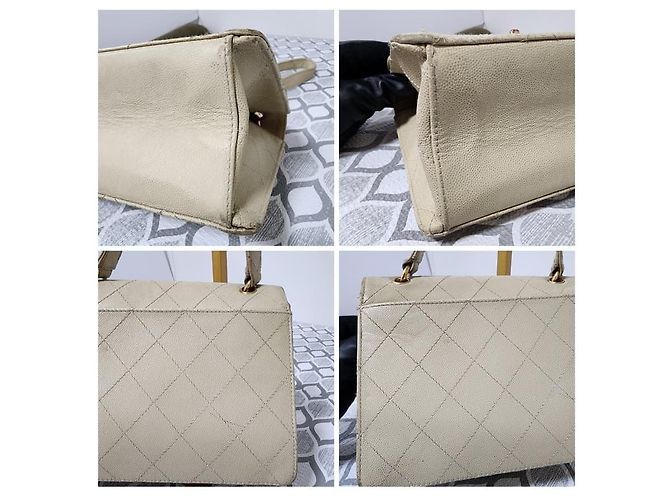 Chanel Vintage Classic Single Flap Bag Creme Roh - Ansicht 8