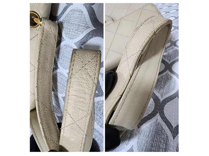 Chanel Vintage Classic Single Flap Bag Creme Roh - Ansicht 9