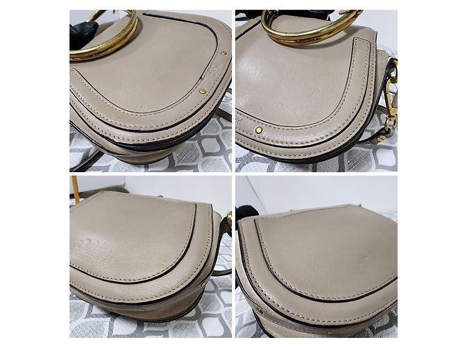 Chloé CHLOE Motty Borsa a Bracciale Piccola Nile in Pelle/Suede Beige - vista 11