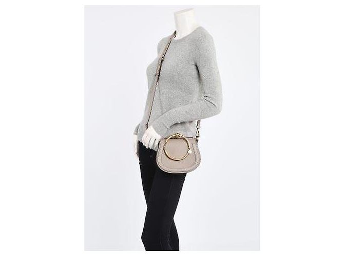 Chloé CHLOE Motty Borsa a Bracciale Piccola Nile in Pelle/Suede Beige - vista 13