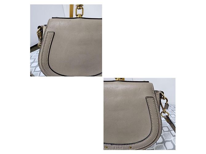 Chloé CHLOE Motty Borsa a Bracciale Piccola Nile in Pelle/Suede Beige - vista 7
