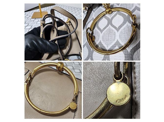Chloé CHLOE Motty Borsa a Bracciale Piccola Nile in Pelle/Suede Beige - vista 8