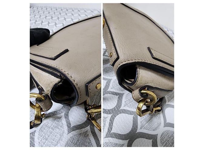 Chloé CHLOE Motty Borsa a Bracciale Piccola Nile in Pelle/Suede Beige - vista 9