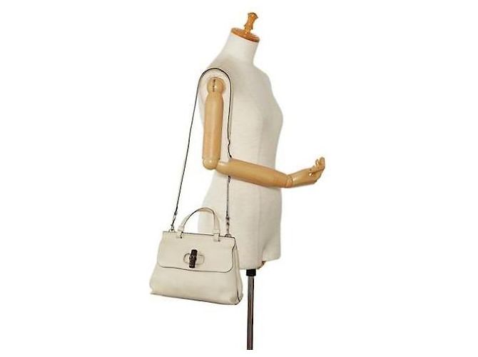Borsa a tracolla quotidiana piccola Bamboo Gucci Off-White Crudo - vista 16