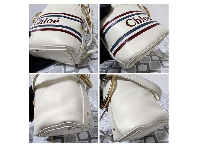 Chloé Sac à main et épaule en cuir Chloe à cordon de serrage 2 en 1 Crème/Beige Écru - vue 10