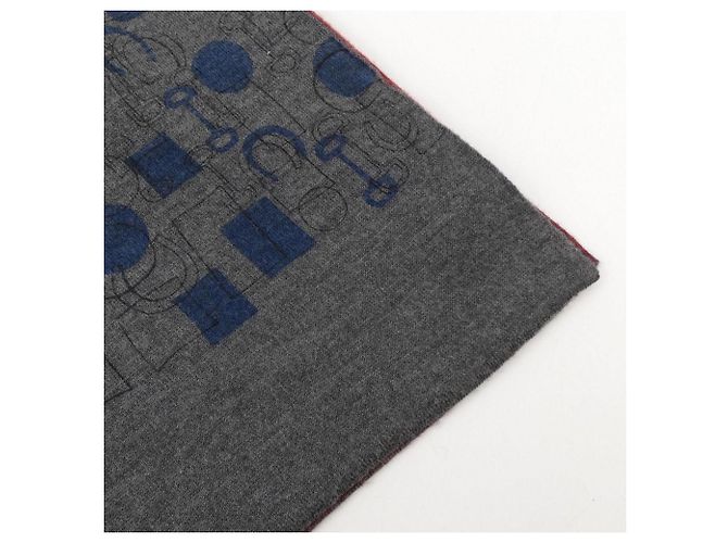 Hermès Hermes Cashmere and Silk Stole Brown Red Navy blue - view 2