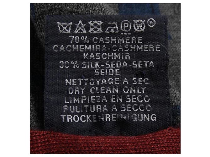 Hermès Hermes Cashmere and Silk Stole Brown Red Navy blue - view 3