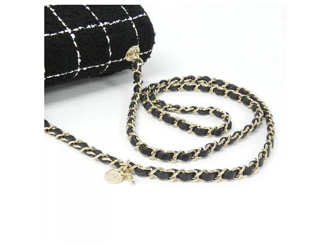 Borsa a spalla in lana nera Chanel AS4388 Nero - vista 5
