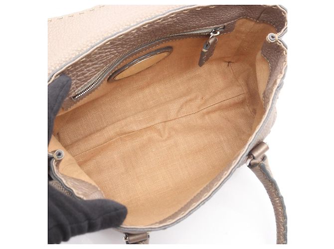Borsa Fendi Selleria Mini Linda Beige - vista 3