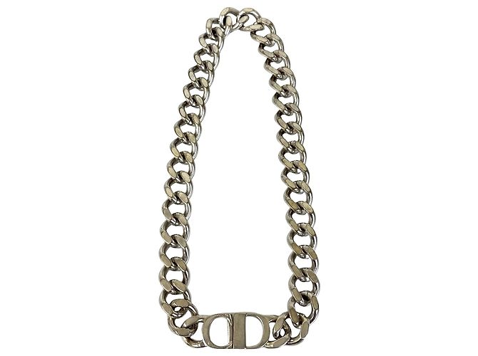 Collana a catena in argento placcato con logo CD di Dior - vista 2