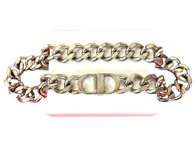 Collana a catena in argento placcato con logo CD di Dior - vista 6