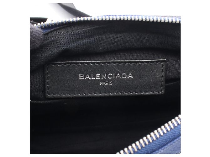 Borsa a cintura Balenciaga in nero e blu navy - vista 4