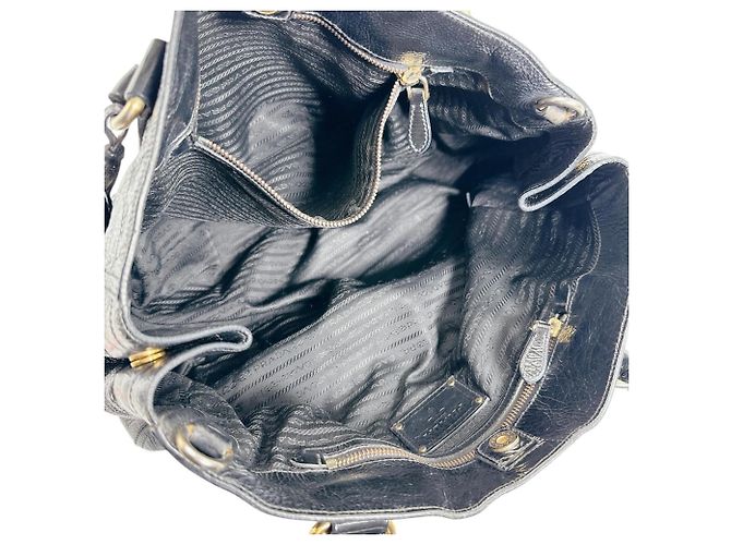 Borsa tote e a spalla in pelle verniciata nera Prada Nero - vista 11