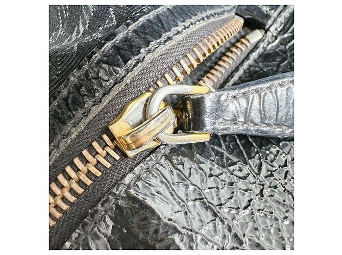 Borsa tote e a spalla in pelle verniciata nera Prada Nero - vista 16