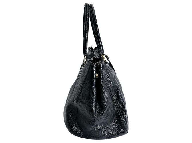 Borsa tote e a spalla in pelle verniciata nera Prada Nero - vista 3