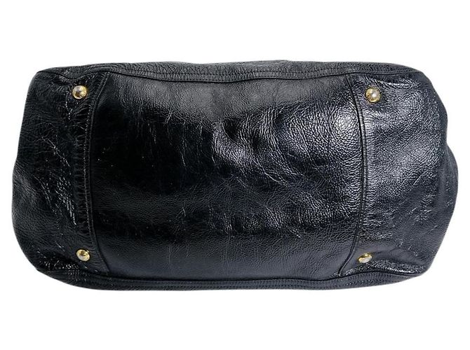 Borsa tote e a spalla in pelle verniciata nera Prada Nero - vista 4