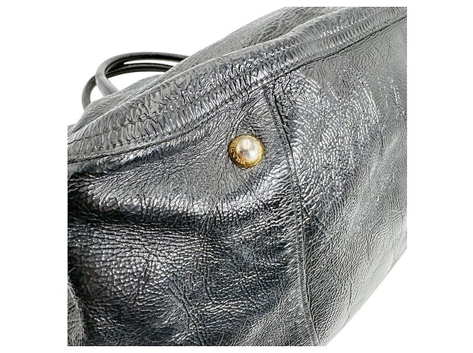 Borsa tote e a spalla in pelle verniciata nera Prada Nero - vista 7