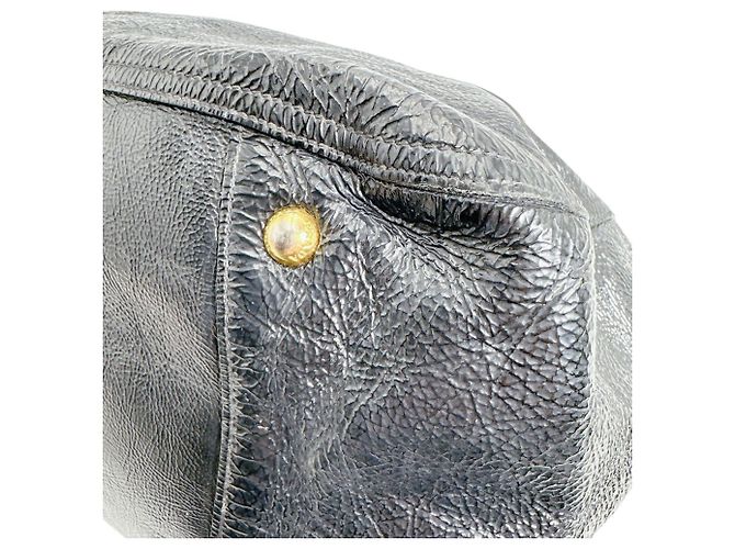 Borsa tote e a spalla in pelle verniciata nera Prada Nero - vista 8