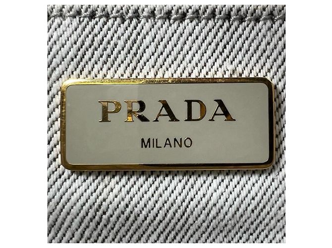 Borsa Tote Canapa Prada in denim - vista 16