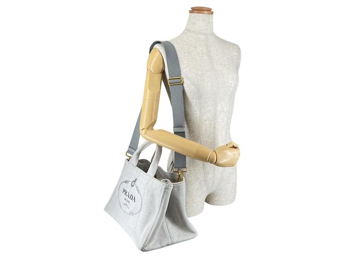 Borsa Tote Canapa Prada in denim - vista 19