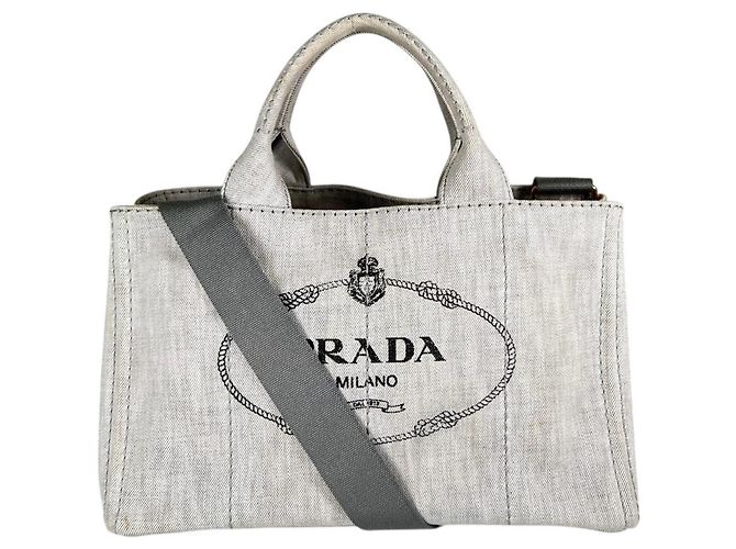 Borsa Tote Canapa Prada in denim - vista 2