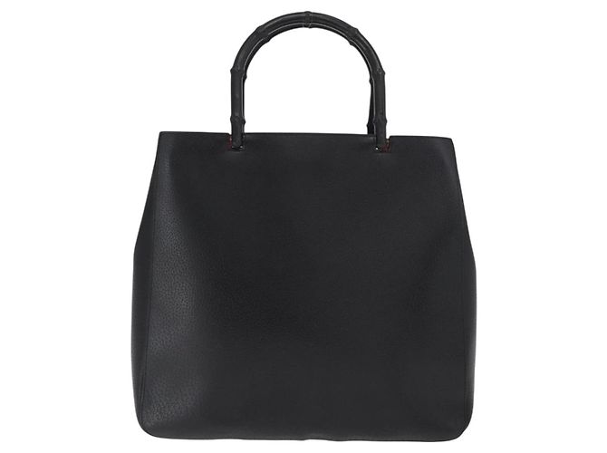 Bamboo Gucci Vintage Leder Tote mit Bambusgriff Schwarz - Ansicht 2