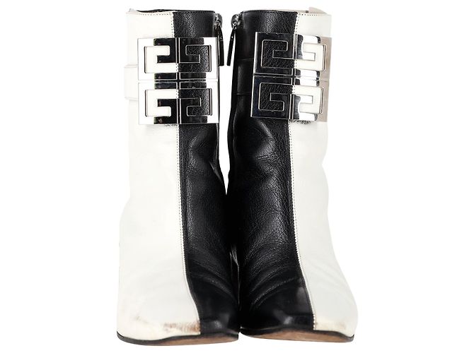 Stivaletti bicolore 4G Givenchy in pelle bianca e nera Bianco - vista 2