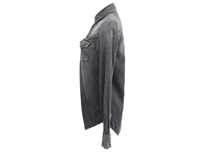 Camisa de mezclilla lavada con botones de Saint Laurent en algodón gris - vista 2
