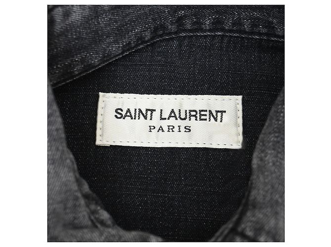 Camisa de mezclilla lavada con botones de Saint Laurent en algodón gris - vista 4