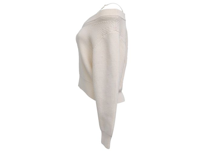 T By Alexander Wang Alexander Wang T. Off-Shoulder Layered Sweater aus ivory Baumwolle - Ansicht 2