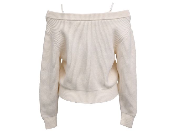 T By Alexander Wang Alexander Wang T. Off-Shoulder Layered Sweater aus ivory Baumwolle - Ansicht 3