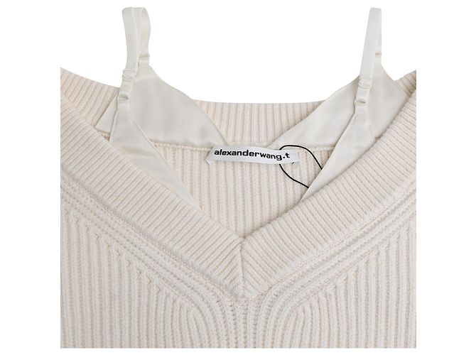 T By Alexander Wang Alexander Wang T. Off-Shoulder Layered Sweater aus ivory Baumwolle - Ansicht 5