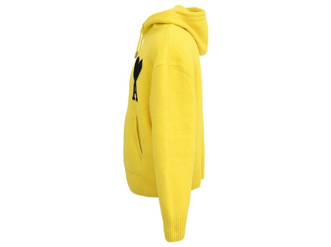 Ami Ami de Coeur bestickter Hoodie aus gelber Wolle - Ansicht 2
