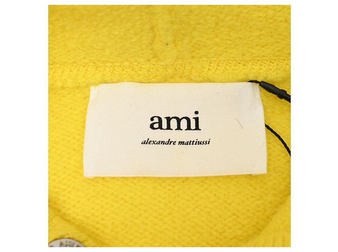Ami Ami de Coeur bestickter Hoodie aus gelber Wolle - Ansicht 4