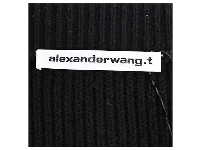 T By Alexander Wang Alexander Wang T. Off-Shoulder Schichtpullover aus schwarzer Baumwolle - Ansicht 4