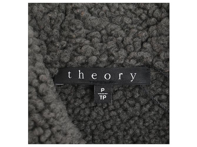 Theory Jaqueta com zíper em camurça marrom com forro de shearling e bolsos Vermelho - vista 4