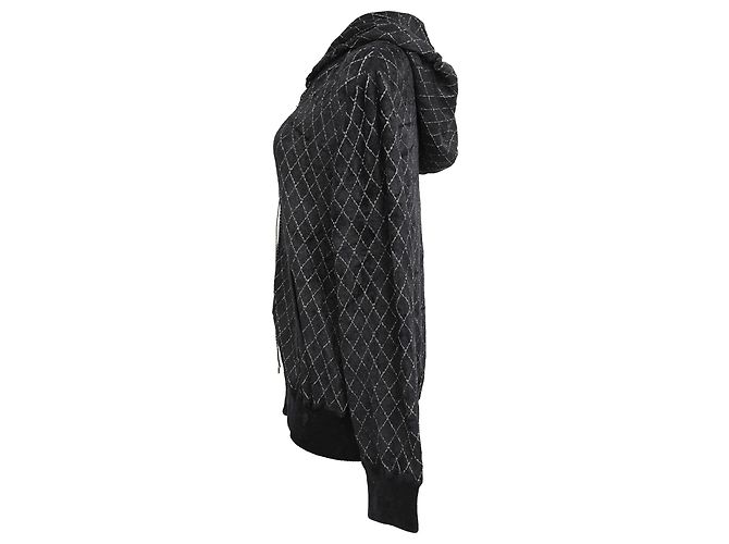 Chanel Kapuzenpullover aus schwarzer Viskose mit Steppmuster - Ansicht 2