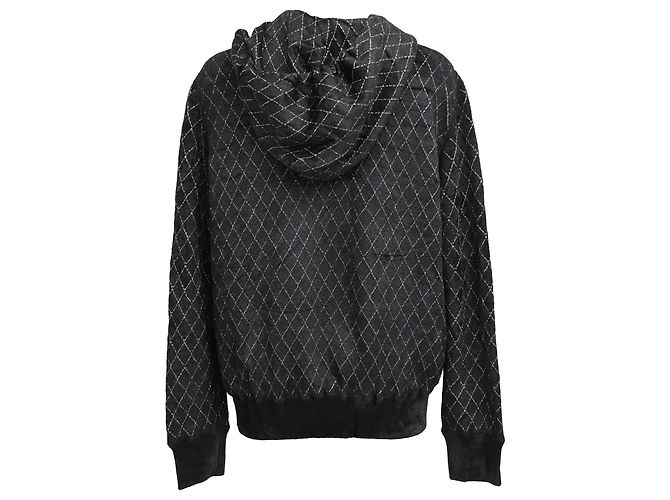 Chanel Kapuzenpullover aus schwarzer Viskose mit Steppmuster - Ansicht 3