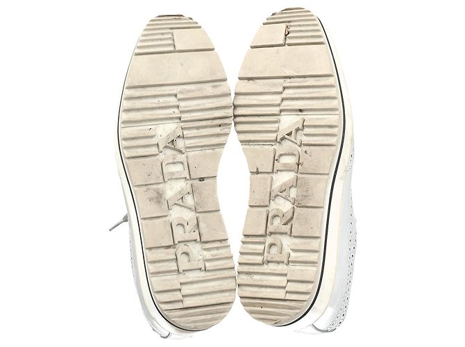 Sneakers Oxford a piattaforma in pelle argento metallico Prada Wingtip - vista 6